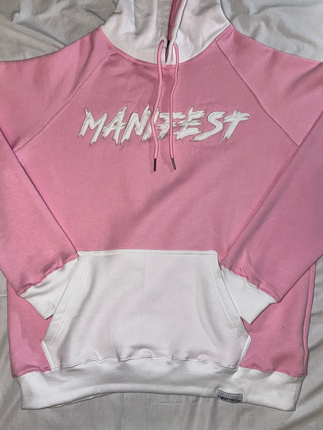 Manifest Embordered Hoodie - Pink & White