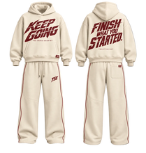 The Distance Set — Keep Going, bone and oxblood, front and back design mockup